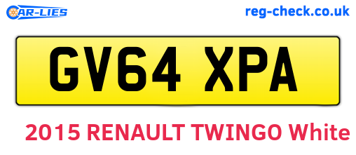 GV64XPA are the vehicle registration plates.