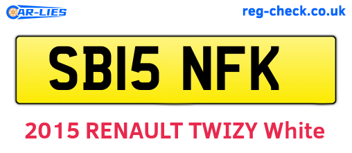 SB15NFK are the vehicle registration plates.