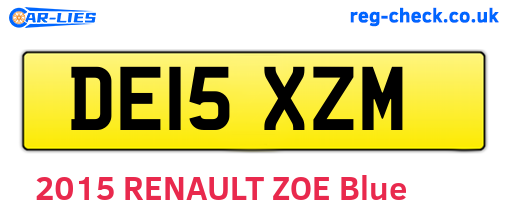 DE15XZM are the vehicle registration plates.