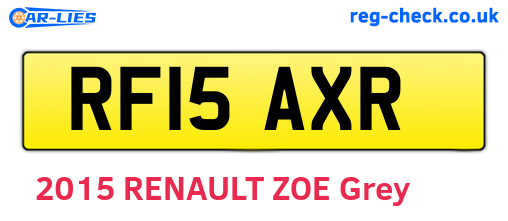 RF15AXR are the vehicle registration plates.