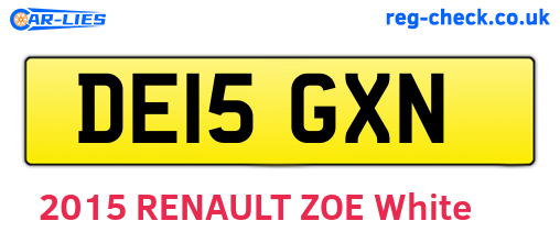 DE15GXN are the vehicle registration plates.