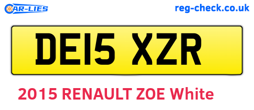 DE15XZR are the vehicle registration plates.