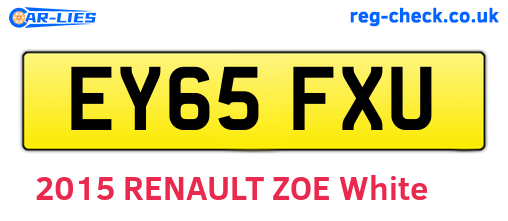 EY65FXU are the vehicle registration plates.