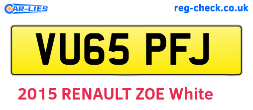 VU65PFJ are the vehicle registration plates.