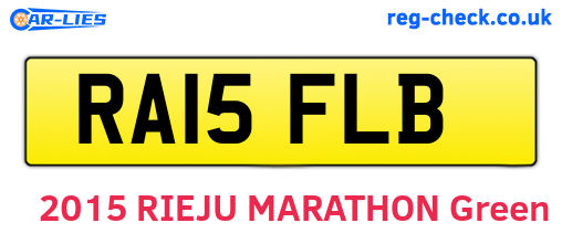 RA15FLB are the vehicle registration plates.