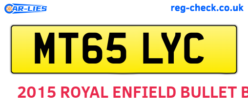 MT65LYC are the vehicle registration plates.