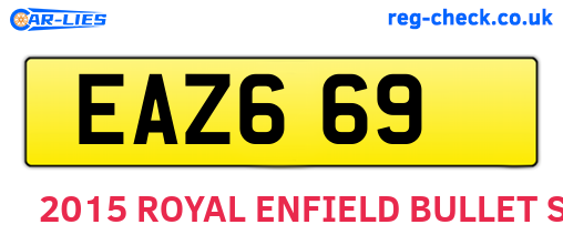 EAZ669 are the vehicle registration plates.