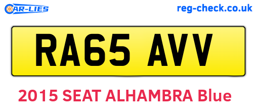RA65AVV are the vehicle registration plates.