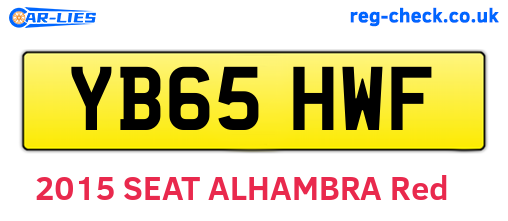 YB65HWF are the vehicle registration plates.