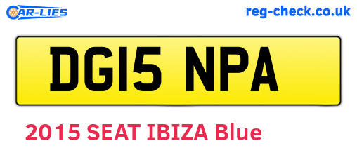 DG15NPA are the vehicle registration plates.