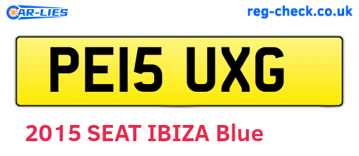 PE15UXG are the vehicle registration plates.