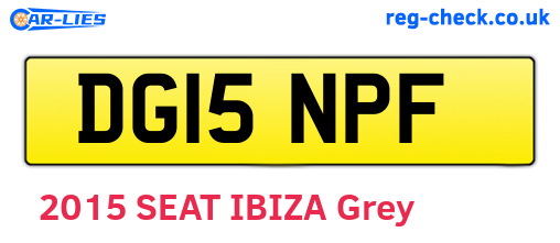 DG15NPF are the vehicle registration plates.