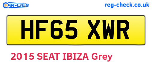 HF65XWR are the vehicle registration plates.