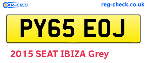 PY65EOJ are the vehicle registration plates.