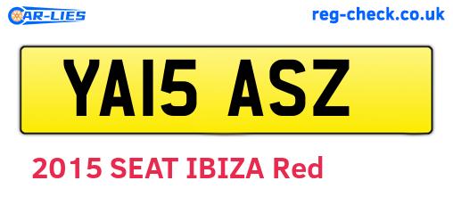 YA15ASZ are the vehicle registration plates.