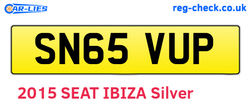 SN65VUP are the vehicle registration plates.
