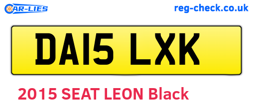 DA15LXK are the vehicle registration plates.