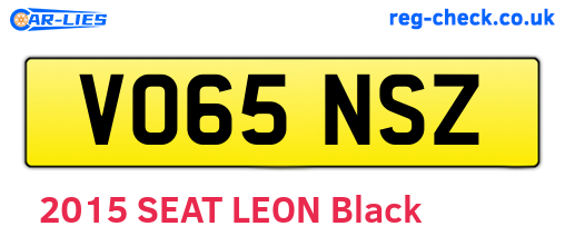 VO65NSZ are the vehicle registration plates.