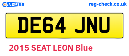 DE64JNU are the vehicle registration plates.