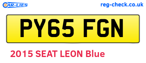 PY65FGN are the vehicle registration plates.