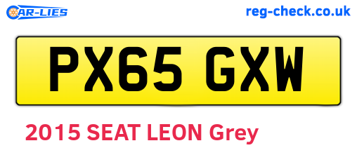PX65GXW are the vehicle registration plates.