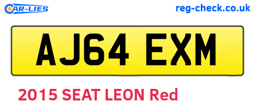AJ64EXM are the vehicle registration plates.