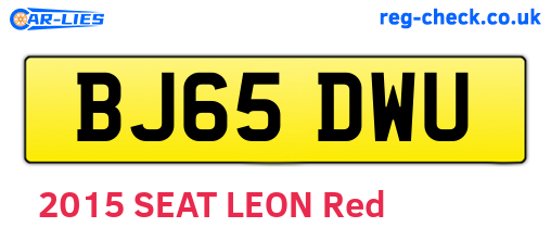 BJ65DWU are the vehicle registration plates.
