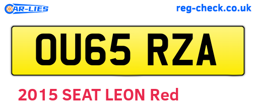 OU65RZA are the vehicle registration plates.