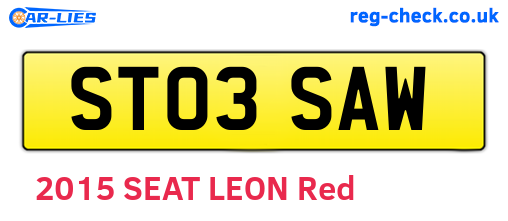 ST03SAW are the vehicle registration plates.
