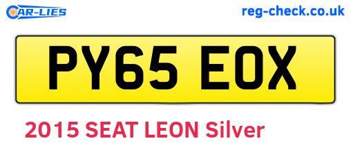 PY65EOX are the vehicle registration plates.