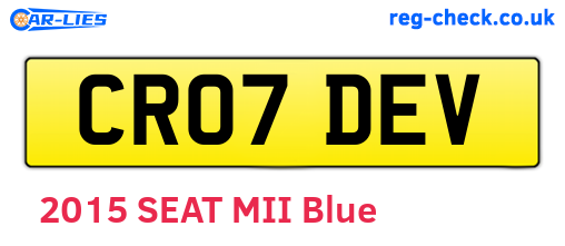CR07DEV are the vehicle registration plates.