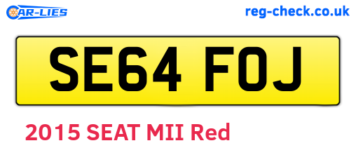 SE64FOJ are the vehicle registration plates.