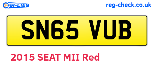 SN65VUB are the vehicle registration plates.