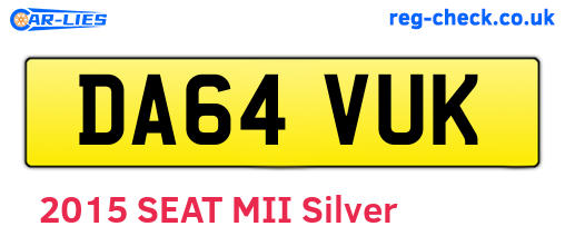 DA64VUK are the vehicle registration plates.