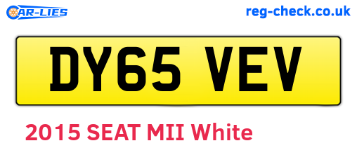 DY65VEV are the vehicle registration plates.