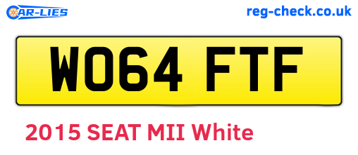 WO64FTF are the vehicle registration plates.
