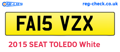 FA15VZX are the vehicle registration plates.