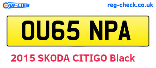 OU65NPA are the vehicle registration plates.