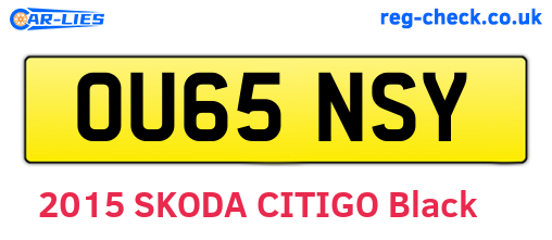 OU65NSY are the vehicle registration plates.