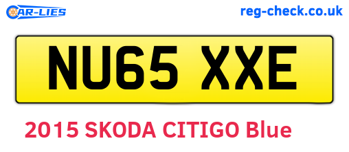 NU65XXE are the vehicle registration plates.