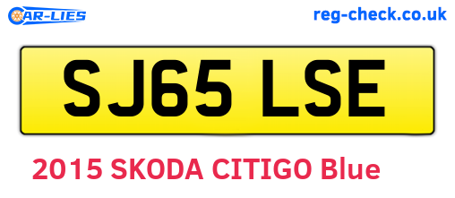 SJ65LSE are the vehicle registration plates.