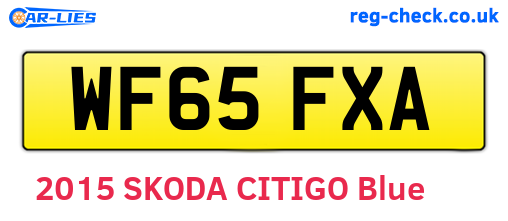 WF65FXA are the vehicle registration plates.