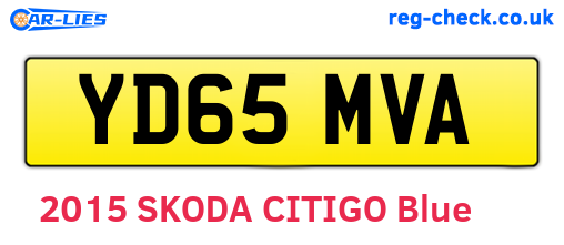 YD65MVA are the vehicle registration plates.