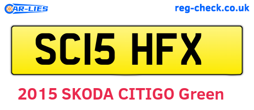 SC15HFX are the vehicle registration plates.