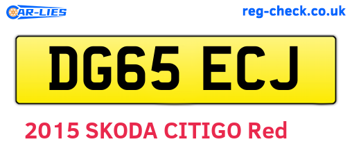 DG65ECJ are the vehicle registration plates.