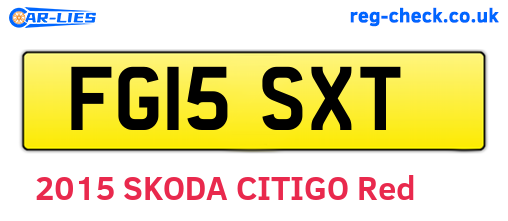 FG15SXT are the vehicle registration plates.