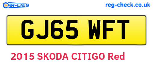 GJ65WFT are the vehicle registration plates.
