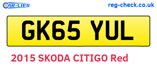 GK65YUL are the vehicle registration plates.