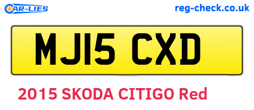 MJ15CXD are the vehicle registration plates.