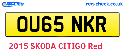 OU65NKR are the vehicle registration plates.